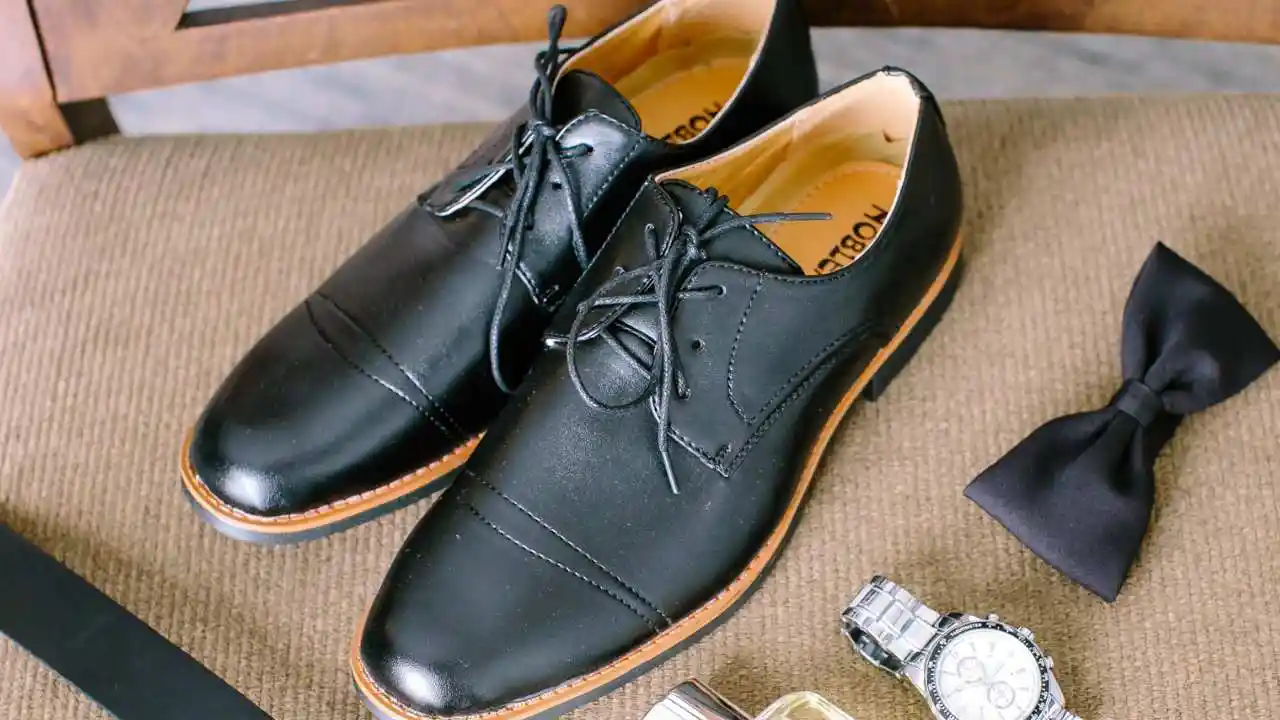 Classic black groom shoes