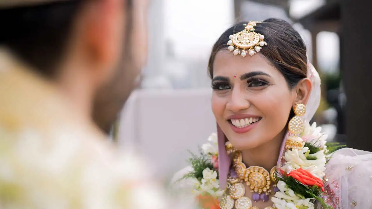 Wedding photo of Indian bride.